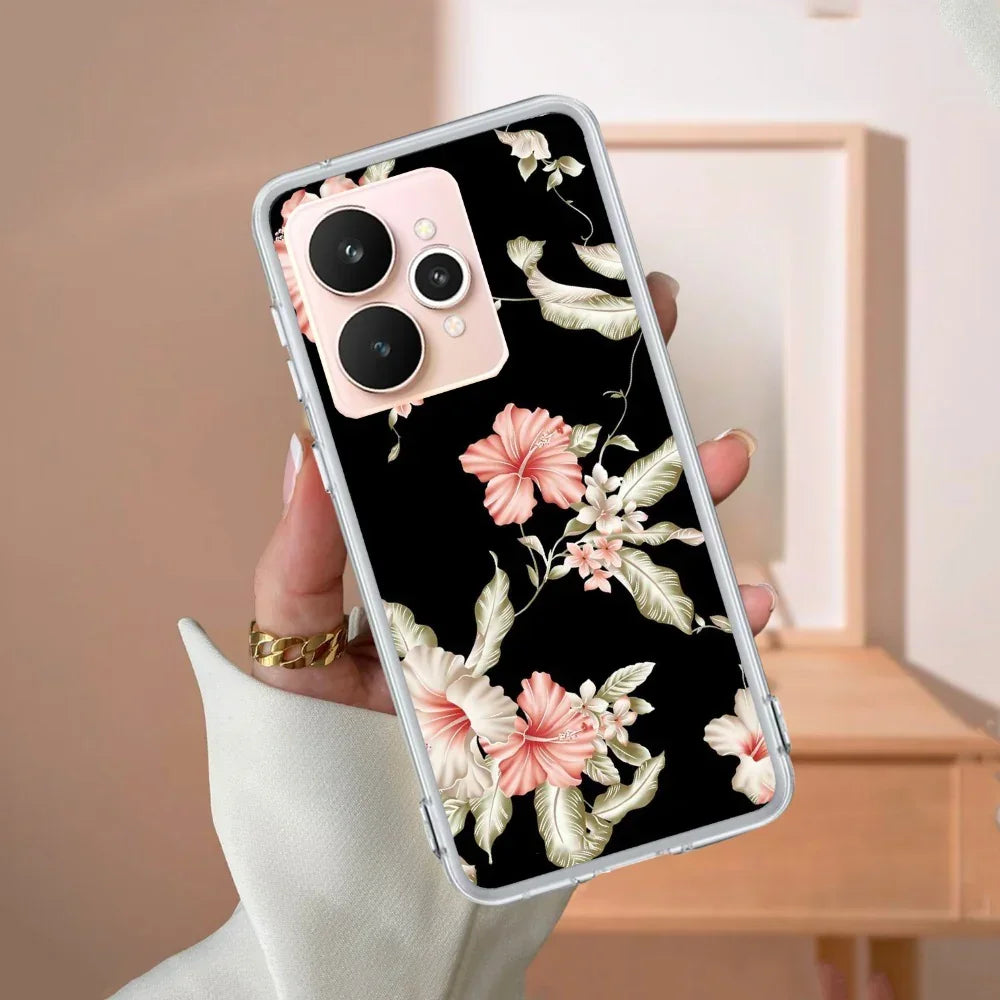 Retro Floral Transparent Silicon Case For Realme Narzo 60X /  Realme 11X