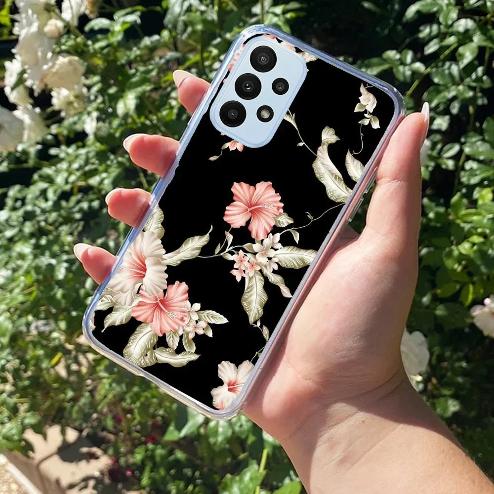 Retro Floral Transparent Silicon Case For Samsung Galaxy S24 5G