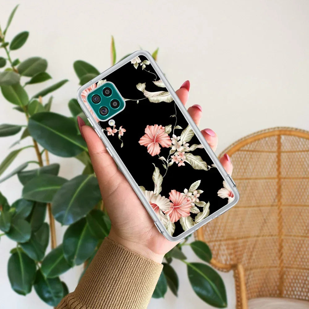 Retro Floral Transparent Silicon Case For Samsung Galaxy A12 / M12 / F12