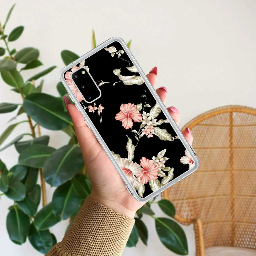 Retro Floral Transparent Silicon Case For Samsung