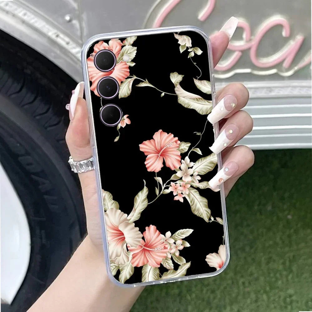 Retro Floral Transparent Silicon Case For Samsung Galaxy A15 5G