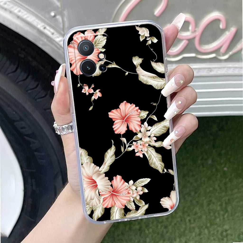 Retro Floral Transparent Silicon Case For Vivo T2 Pro 5G