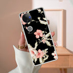 Retro Floral Transparent Silicon Case For Vivo V50 5G