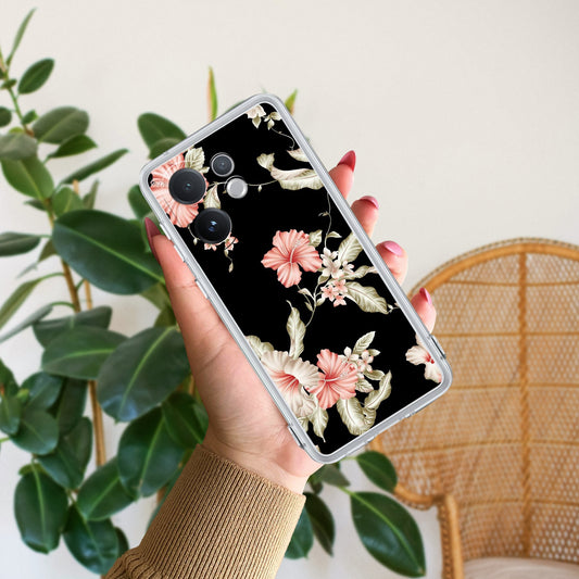 Retro Floral Transparent Silicon Case For Vivo