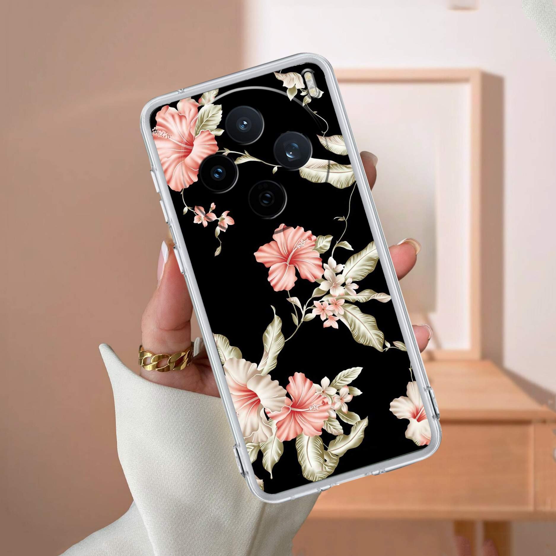 Retro Floral Transparent Silicon Case For Vivo X200T 5G