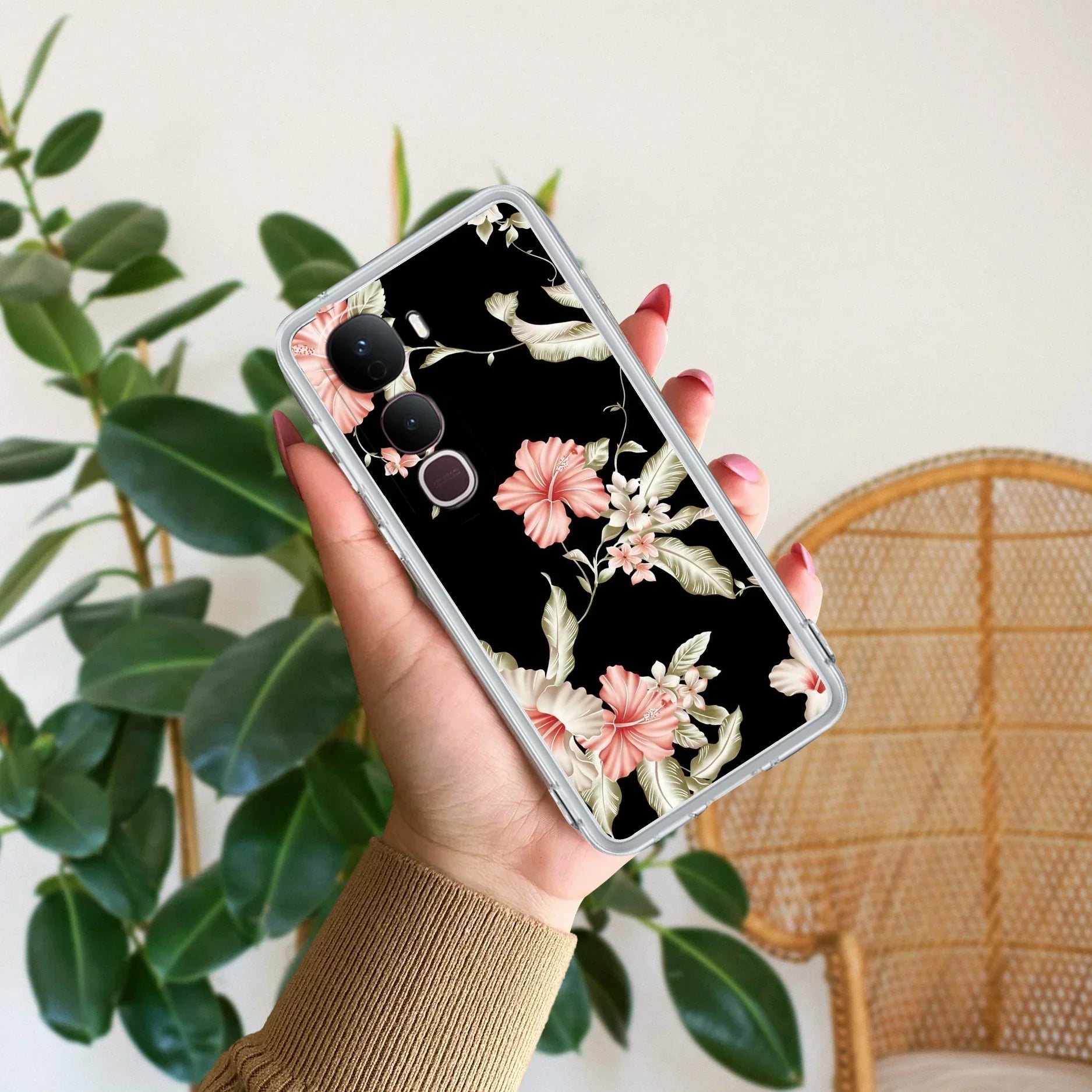 Retro Floral Transparent Silicon Case For Vivo Y400 5G