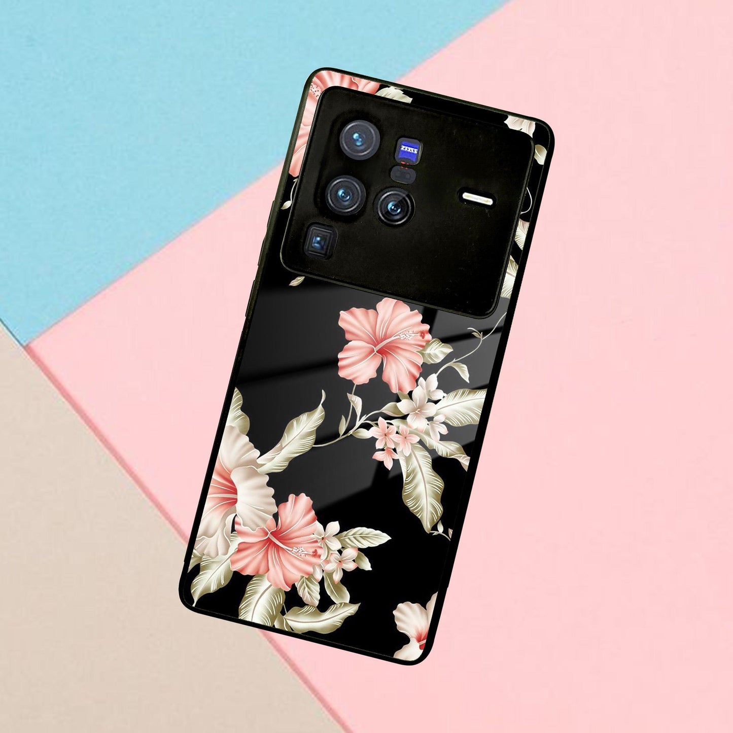 Retro Floral Glass Phone Case And Cover For Vivo