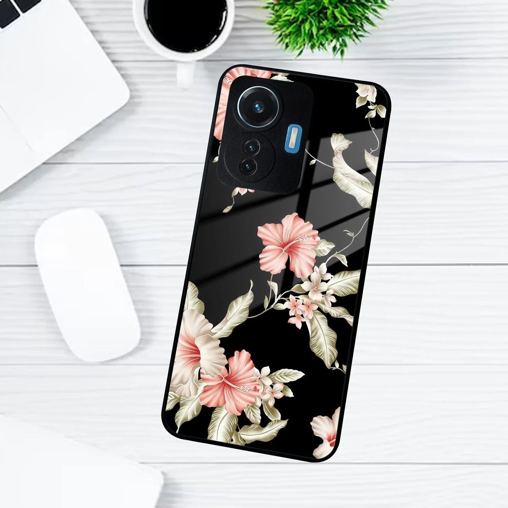 Retro Floral Glass Phone Case And Cover For iQOO - ShopOnCliQ