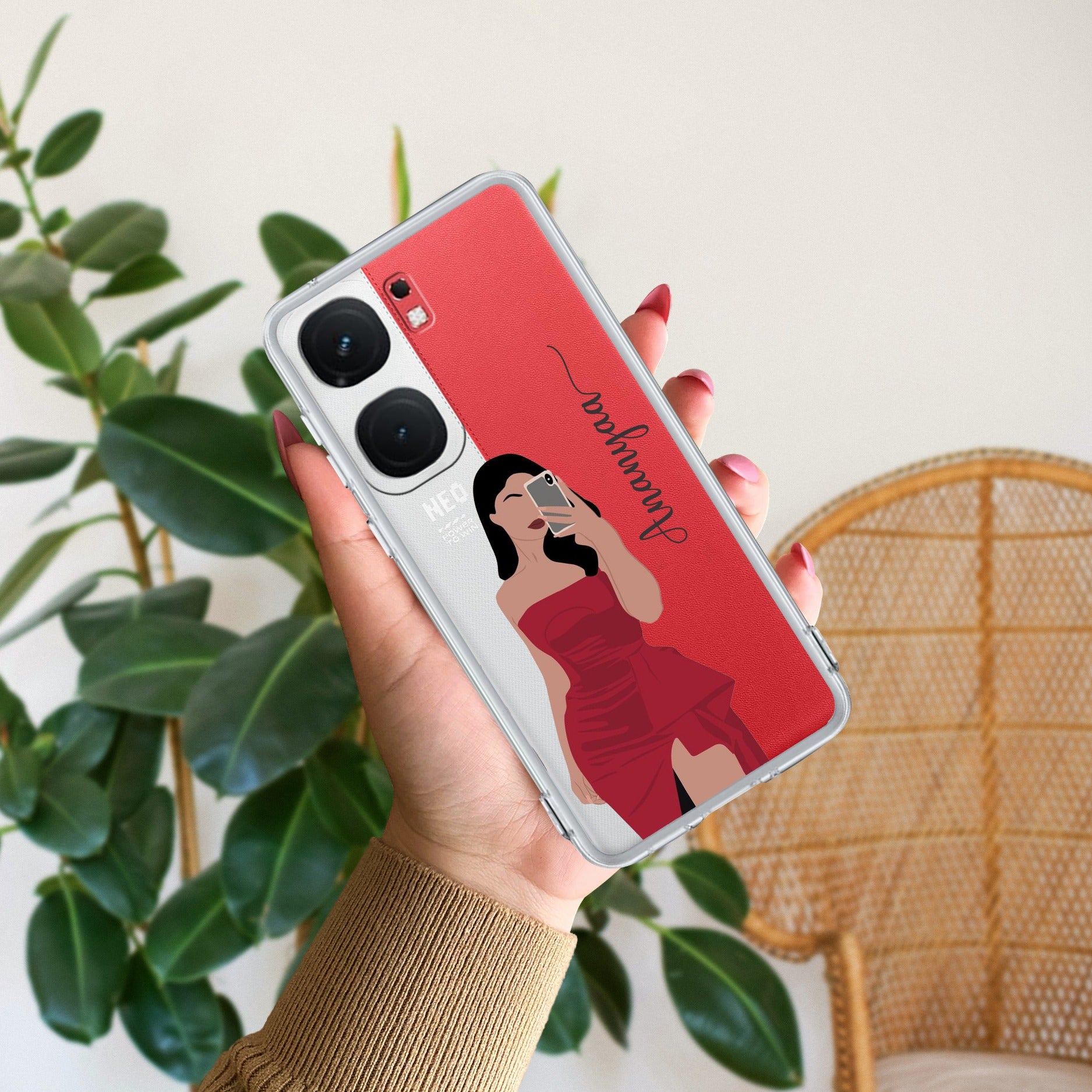Scarlet Selfie Customize Transparent Silicon Case For iQOO Neo 9 Pro 5G