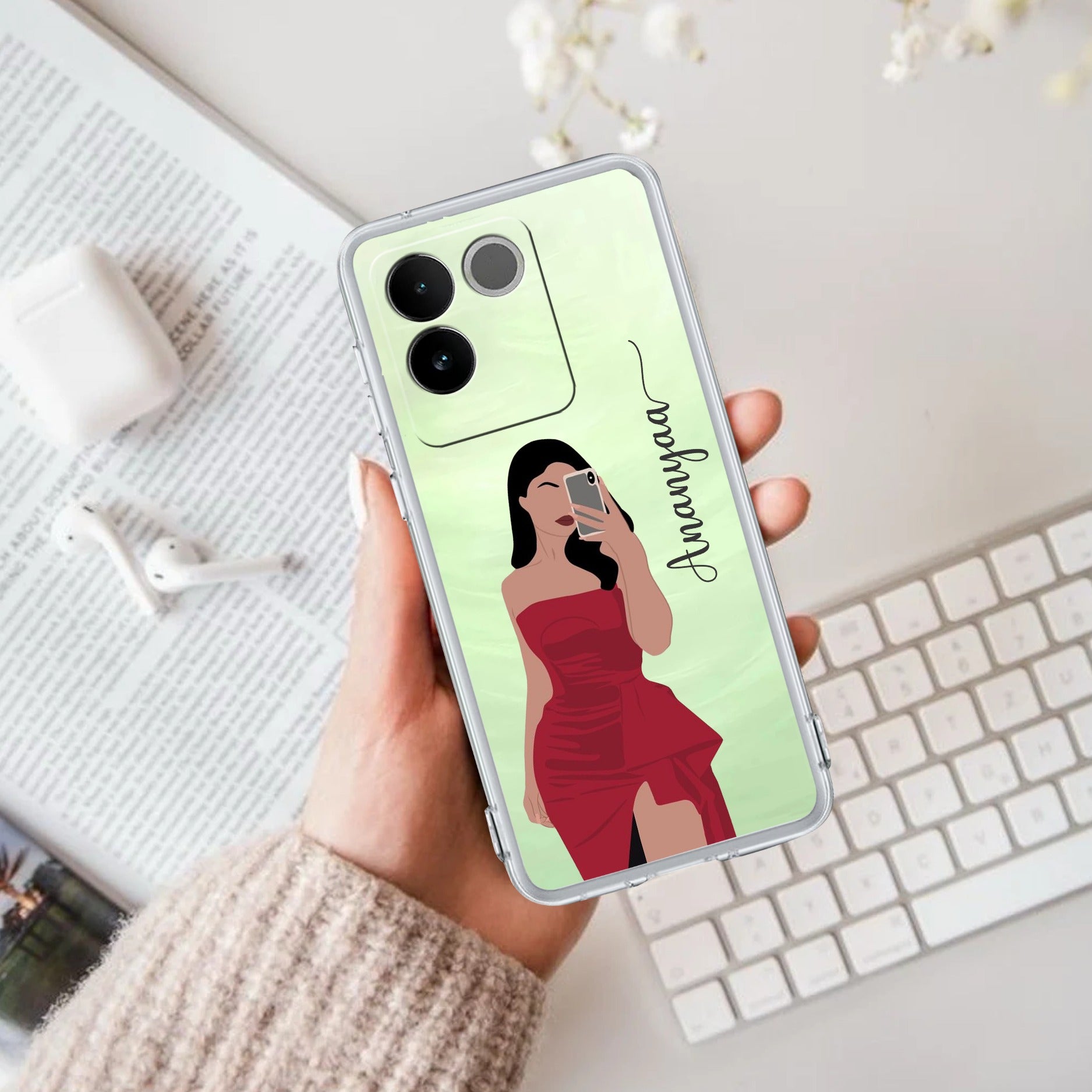 Scarlet Selfie Customize Transparent Silicon Case For Vivo T2 Pro 5G