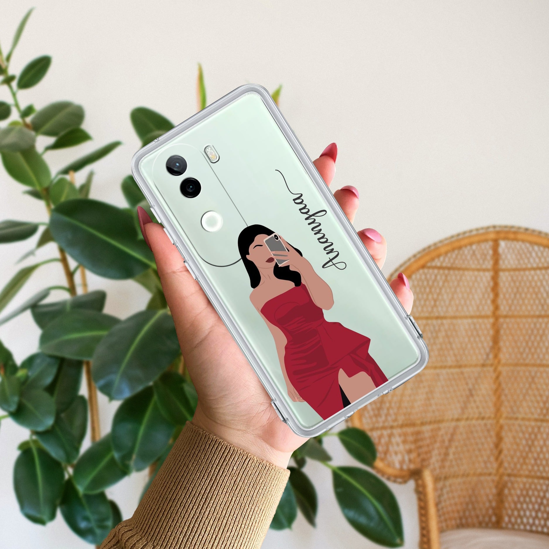 Scarlet Selfie Customize Transparent Silicon Case For iQOO Z9s 5G