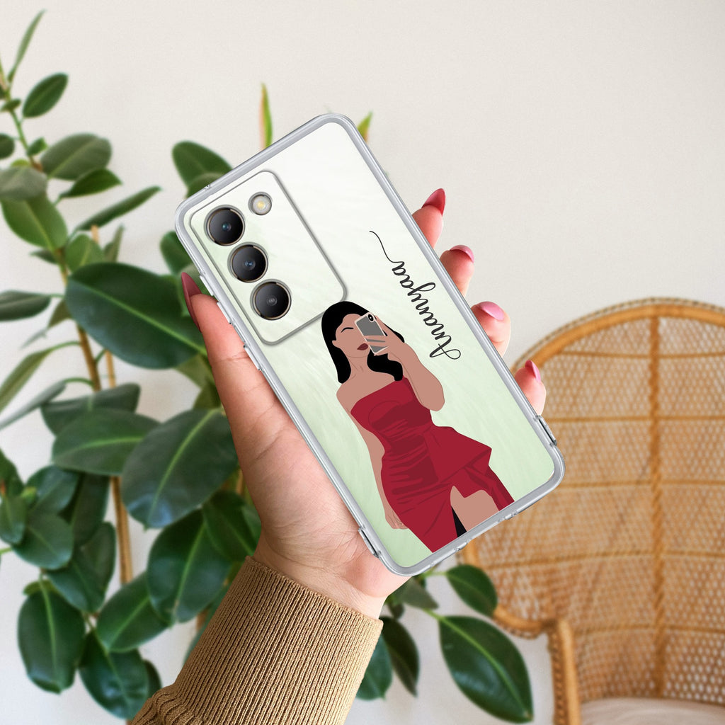 Scarlet Selfie Customize Transparent Silicon Case For Vivo T3 5G