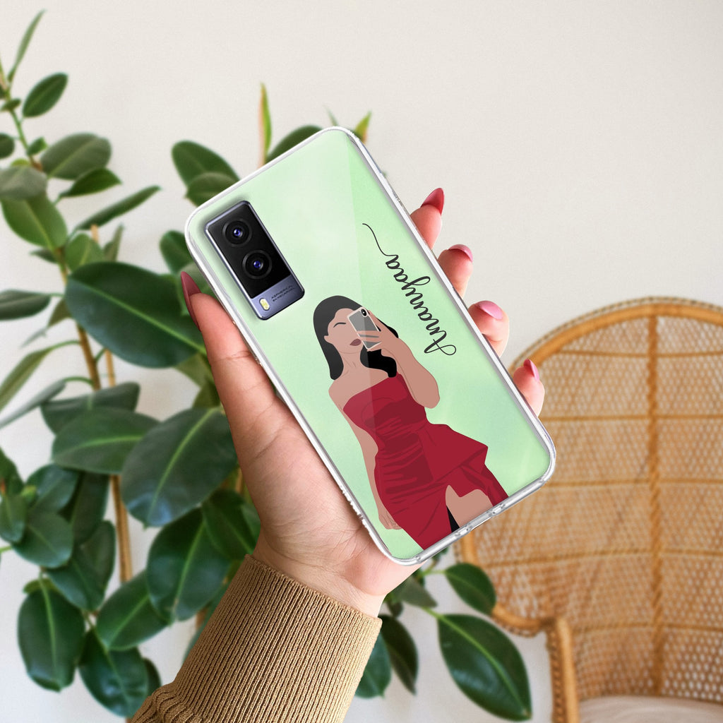 Scarlet Selfie Customize Transparent Silicon Case For Vivo V21e 5G