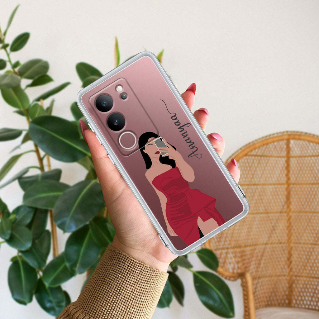 Scarlet Selfie Customize Transparent Silicon Case For Vivo V29 5G