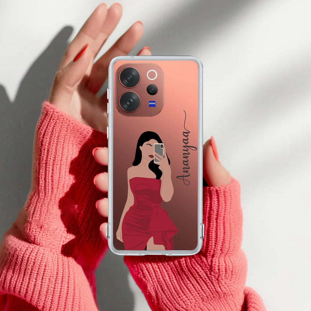 Scarlet Selfie Customize Transparent Silicon Case For Vivo V23 5G