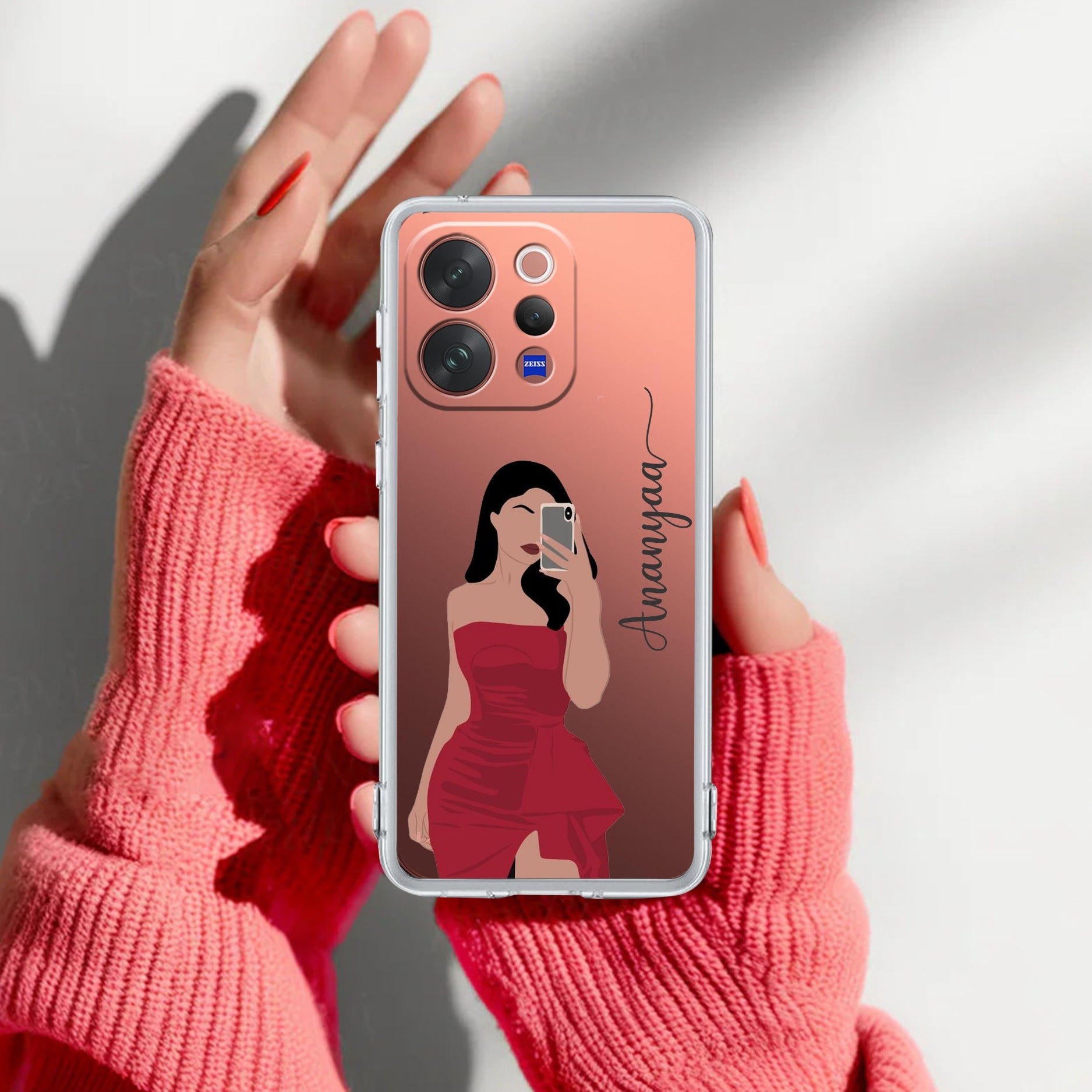 Scarlet Selfie Customize Transparent Silicon Case For Vivo V70 Elite 5G