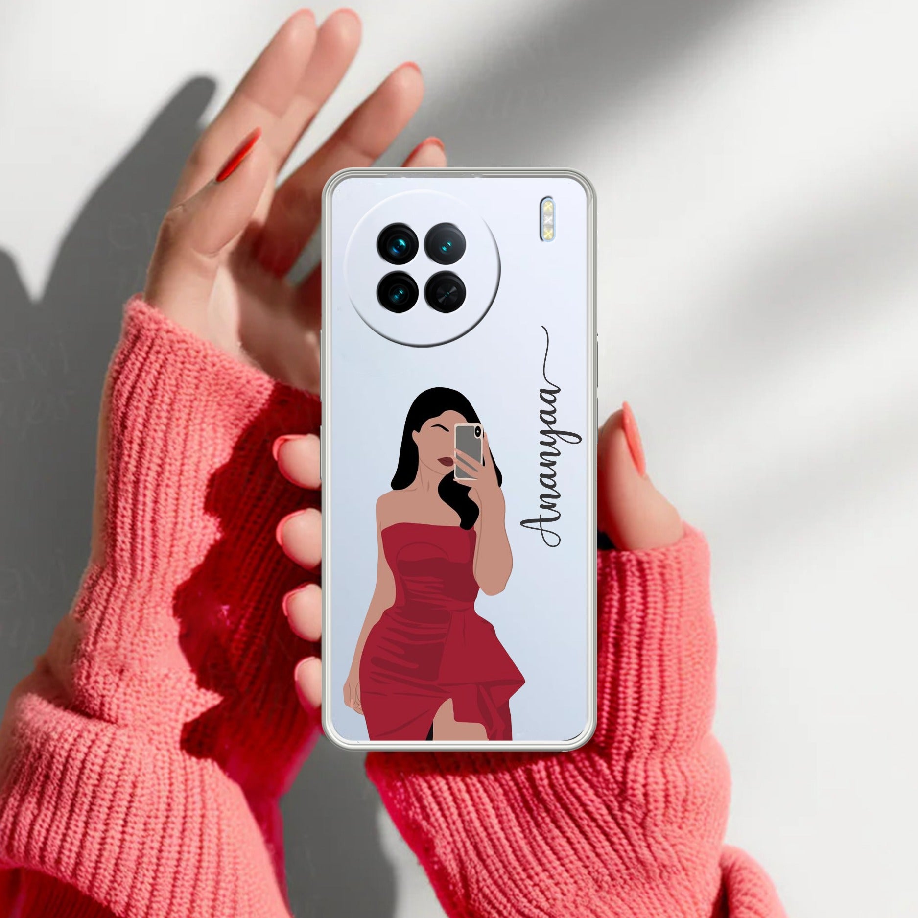 Scarlet Selfie Customize Transparent Silicon Case For Vivo X90 Pro 5G