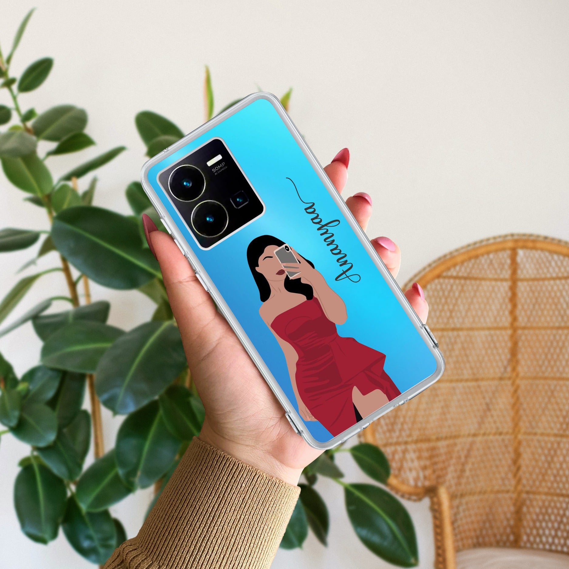 Scarlet Selfie Customize Transparent Silicon Case For Vivo Y35