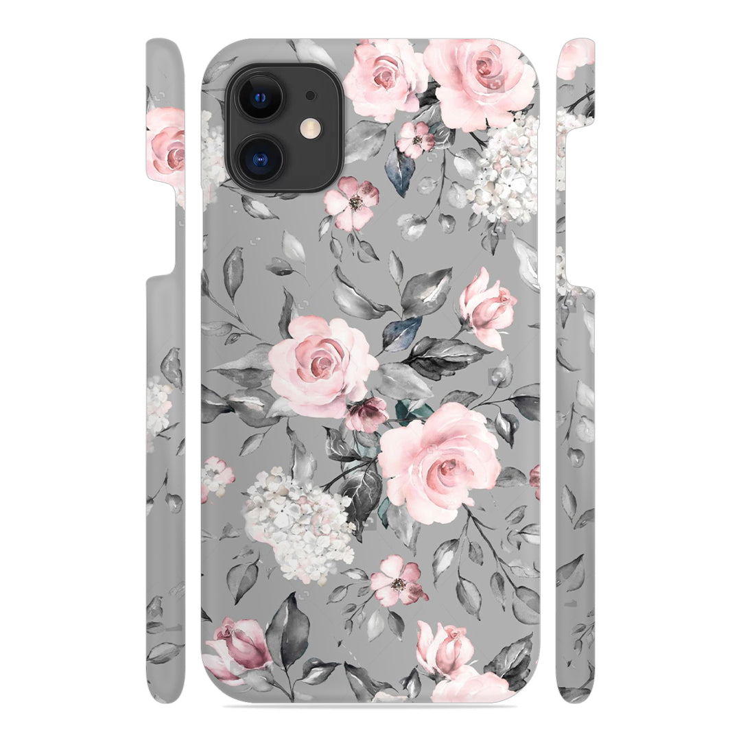 Retro Flower Leaf Print Slim Case Cover Grey Flower For Oppo