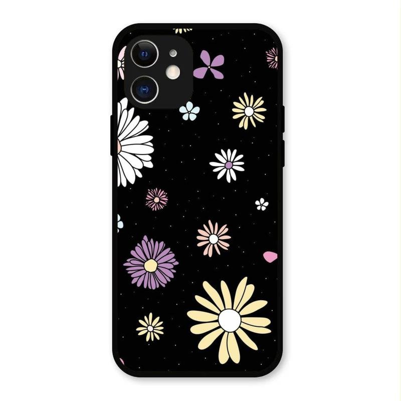 Seamless Floral Glossy Metal Case Cover For iPhone 12