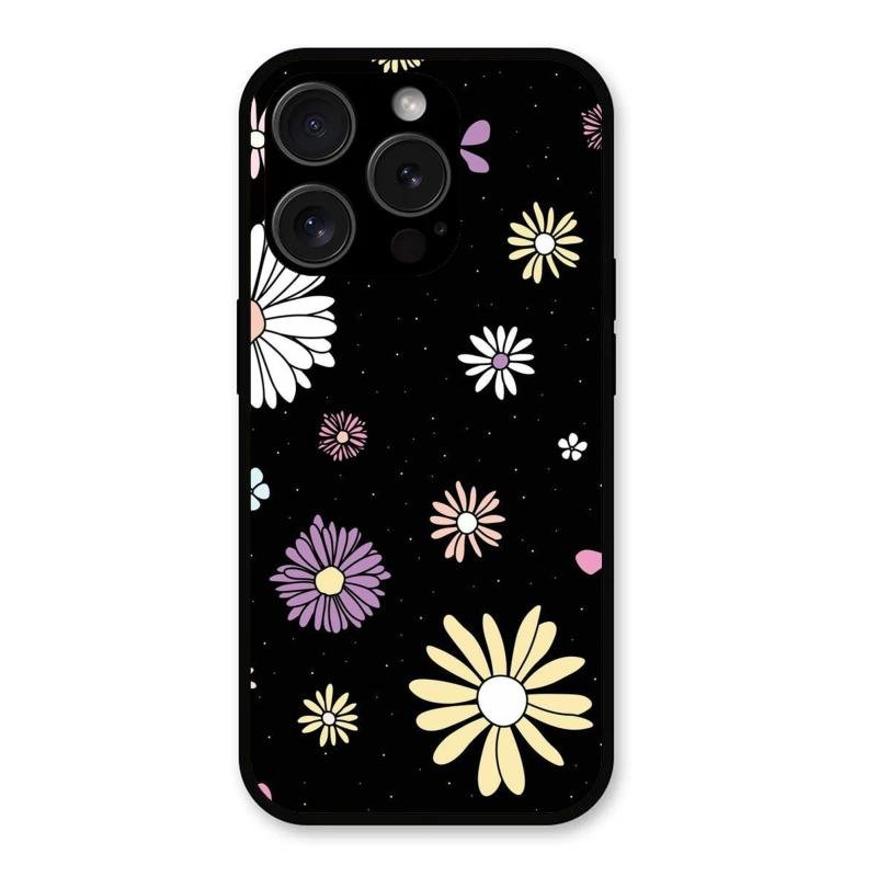 Seamless Floral Glossy Metal Case Cover For iPhone 15 Pro