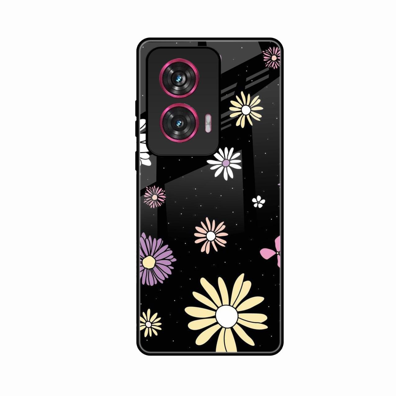 Seamless Floral Glossy Metal Case Cover For Motorola G96 5G