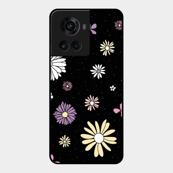 Seamless Floral Glossy Metal Case Cover For Oneplus 10R 5G