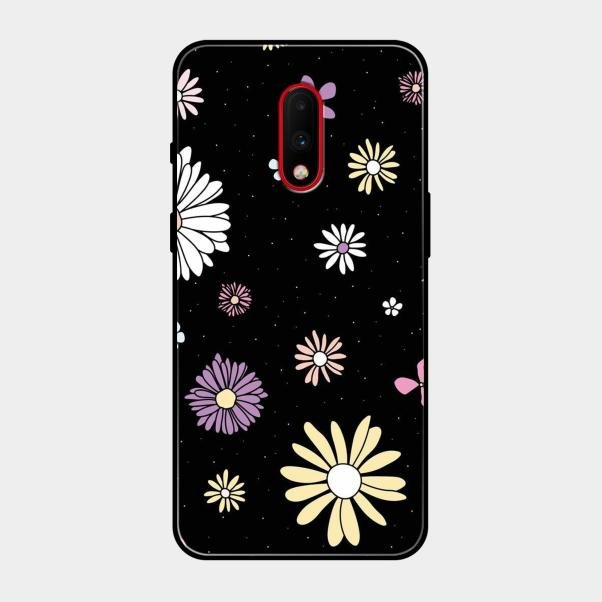 Seamless Floral Glossy Metal Case Cover For Oneplus 7