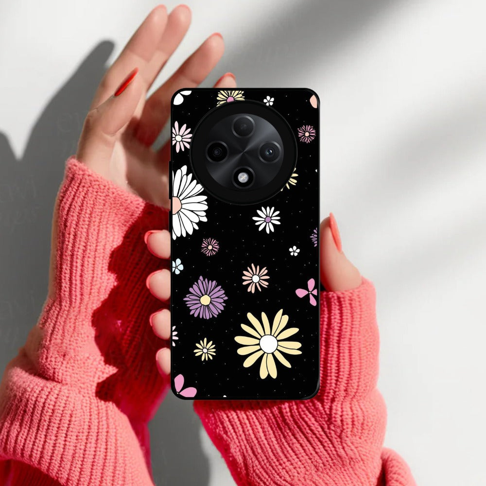 Seamless Floral  Glossy Metal Case Cover For Oppo