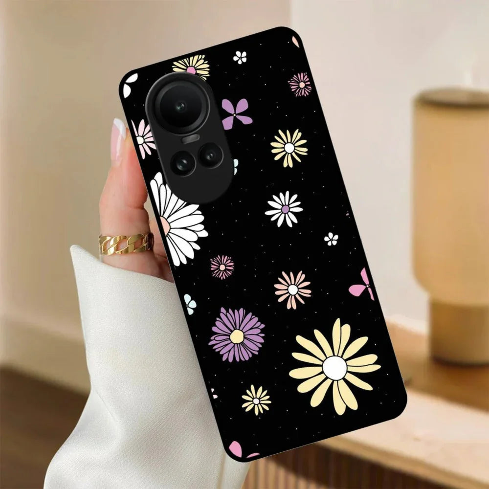 Seamless Floral Glossy Metal Case Cover For Oppo - ShopOnCliQ