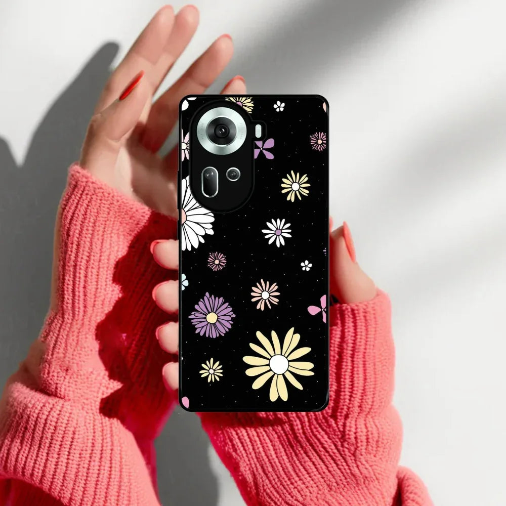 Seamless Floral Glossy Metal Case Cover For Oppo - ShopOnCliQ