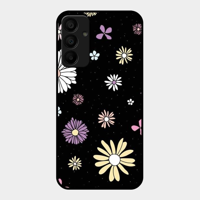 Seamless Floral Glossy Metal Case Cover For Samsung Galaxy M15 5G