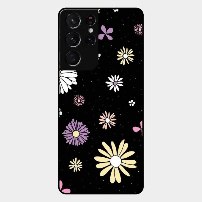 Seamless Floral Glossy Metal Case Cover For Samsung Galaxy S21 Ultra