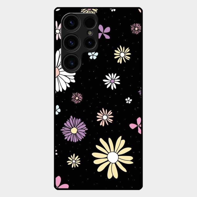 Seamless Floral Glossy Metal Case Cover For Samsung Galaxy S24 Ultra 5G