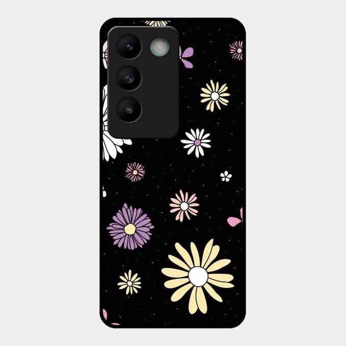 Seamless Floral Glossy Metal Case Cover For Vivo T3 5G