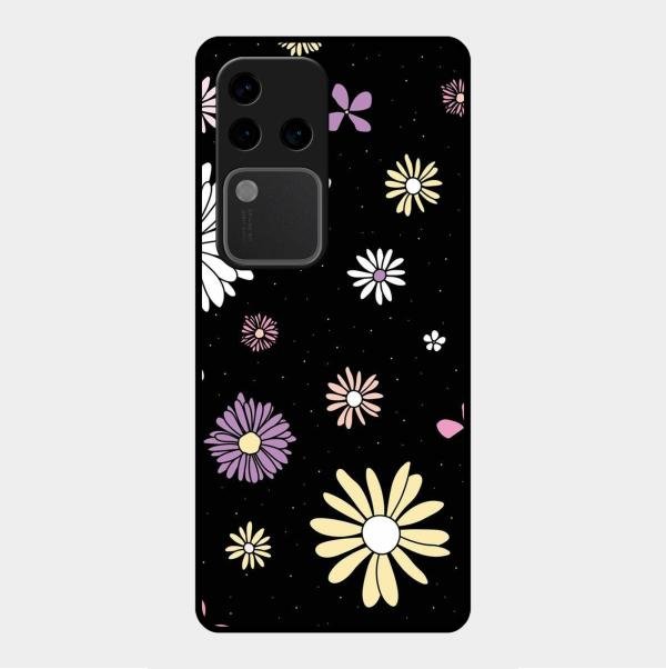 Seamless Floral Glossy Metal Case Cover For Vivo V30 Pro 5G