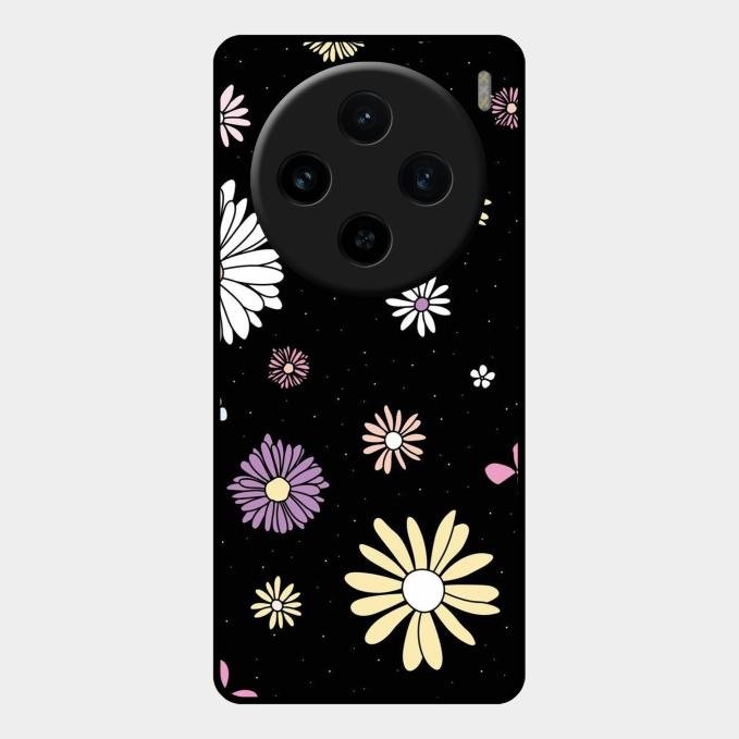 Seamless Floral Glossy Metal Case Cover For Vivo X100 5G