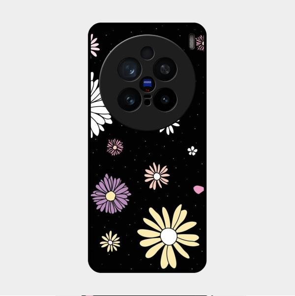 Seamless Floral Glossy Metal Case Cover For Vivo X200 Pro 5G