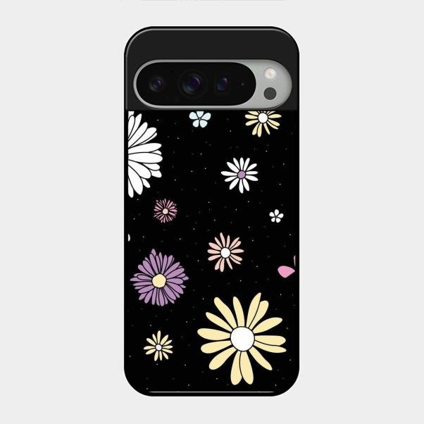 Seamless Floral Print Glass Case Cover For Google Pixel 9 Pro Xl