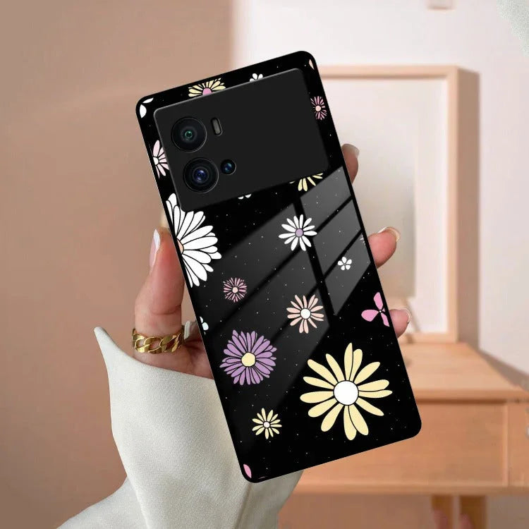 Seamless Floral Print Glass Case Cover For iQOO - ShopOnCliQ