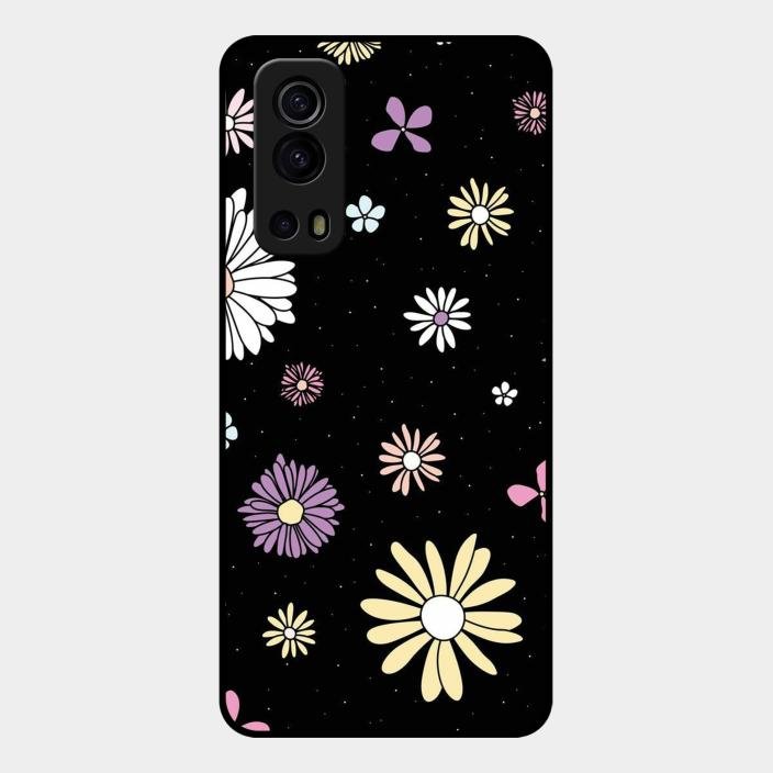 Seamless Floral Print Glass Case Cover For Iqoo Z3 5G