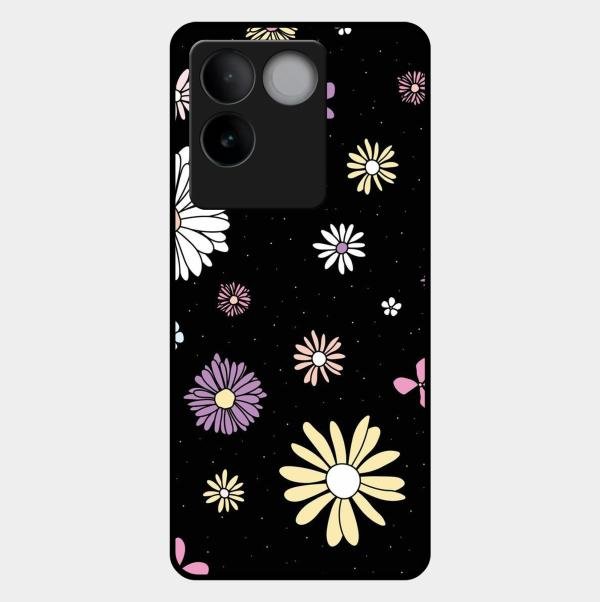 Seamless Floral Print Glass Case Cover For Iqoo Z7 Pro 5G