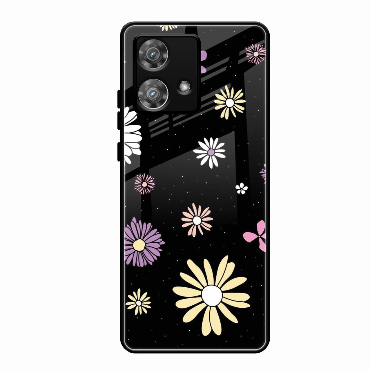Seamless Floral Print Glass Case Cover For Motorola Edge 40 5G