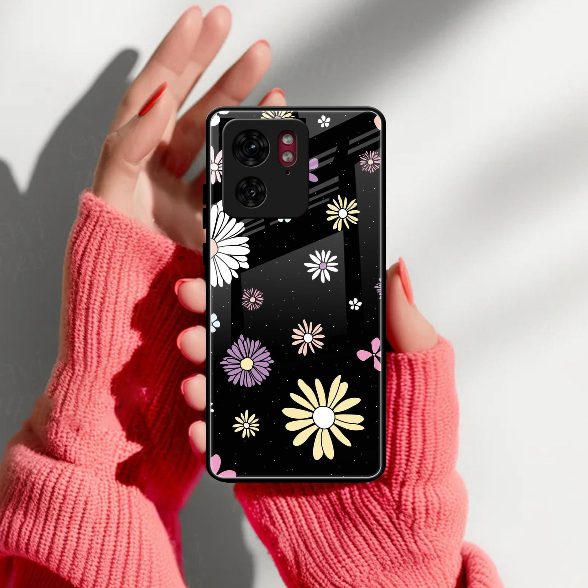Seamless Floral Print Glass Case Cover For Motorola