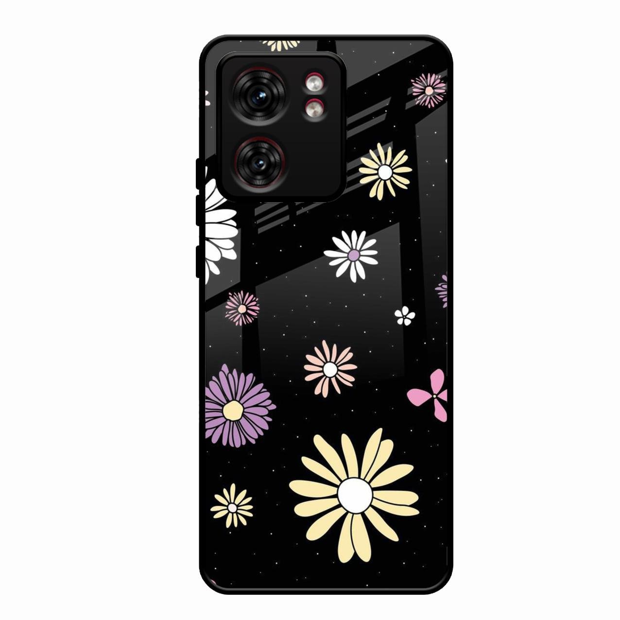 Seamless Floral Print Glass Case Cover For Motorola Edge 40