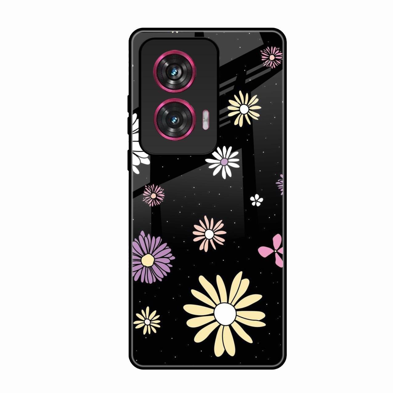 Seamless Floral Print Glass Case Cover For Motorola Edge 50 Fusion 5G