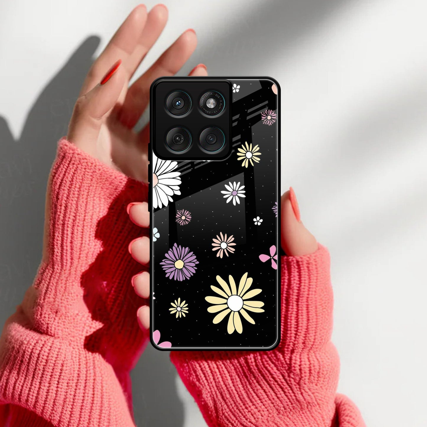 Seamless Floral Print Glass Case Cover For Motorola