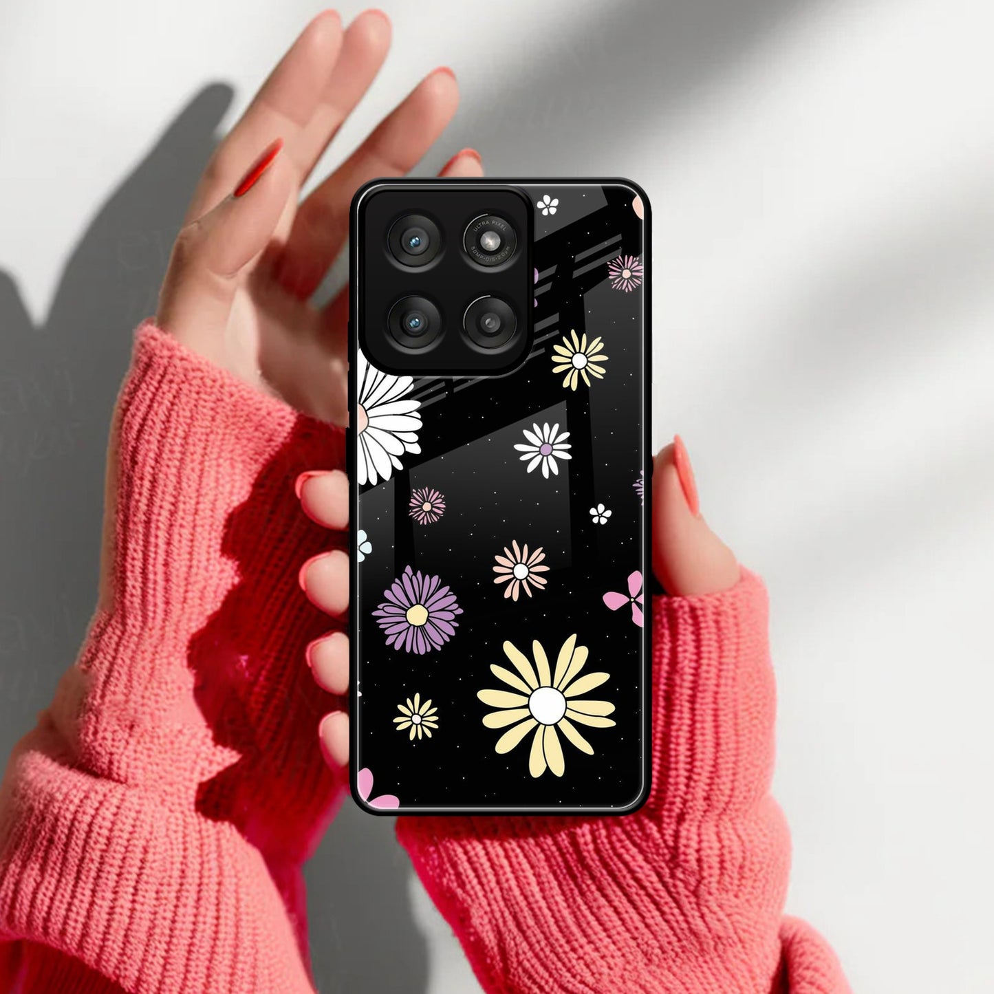 Seamless Floral Print Glass Case Cover For Motorola