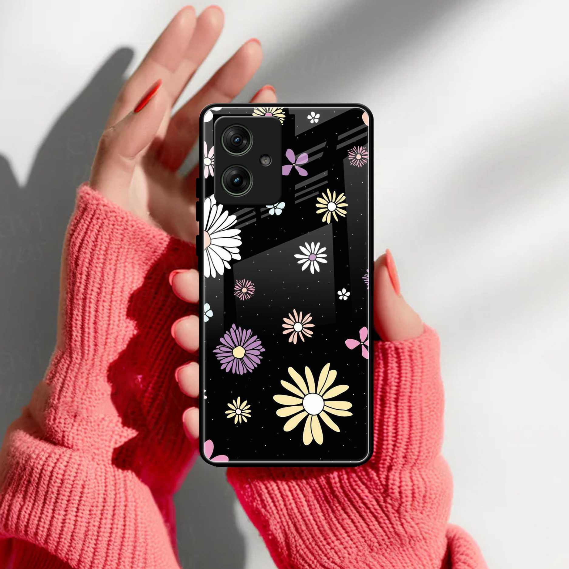 Seamless Floral Print Glass Case Cover For Motorola