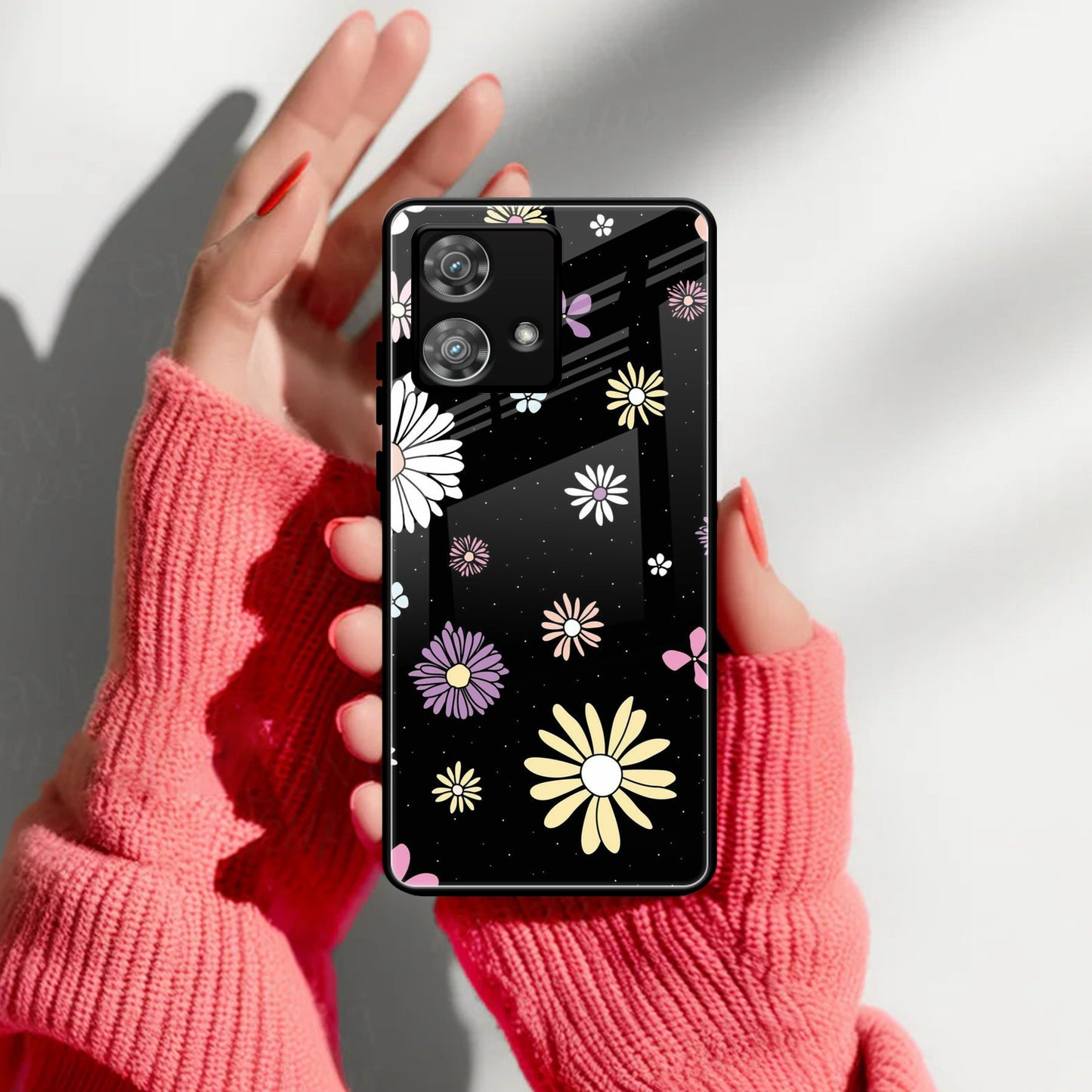 Seamless Floral Print Glass Case Cover For Motorola